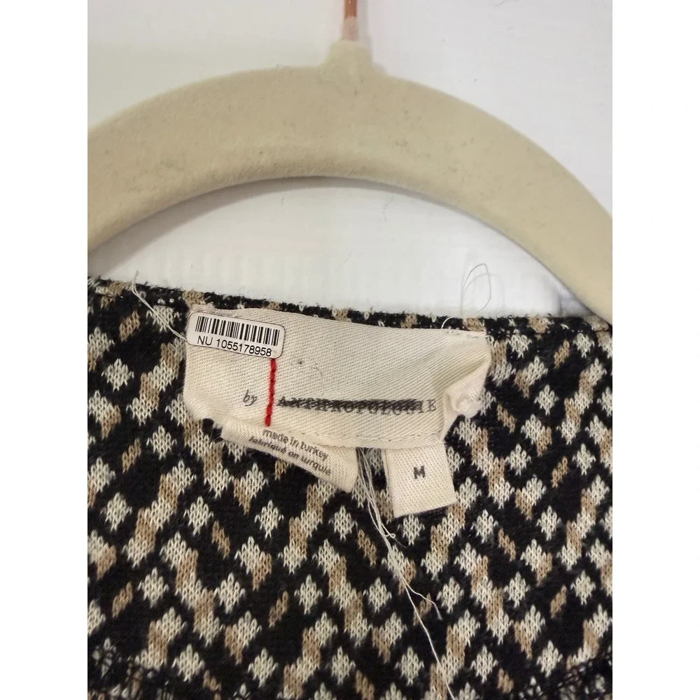 Anthropologie Layered Jacquard Blouse Size M White Black Mixed Media Boho